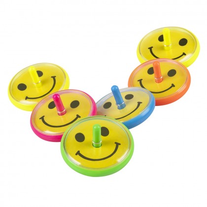 Set 6 lachende tollen 5 kleuren (4 cm)