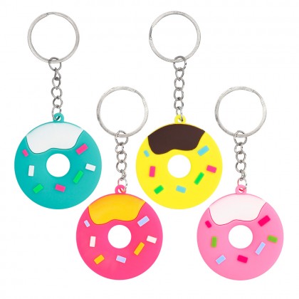 Set 4 sleutelhangers donut 4 kleuren (4.5 x 4.5 cm)