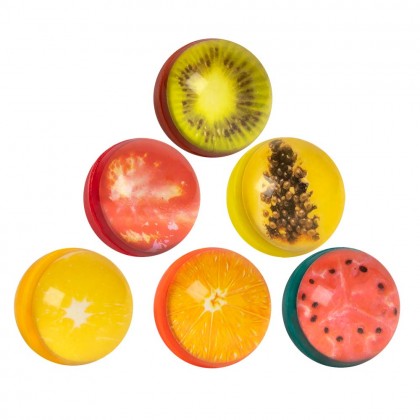 Set 6 stuiterballen Fruit 6 designs (3 cm)