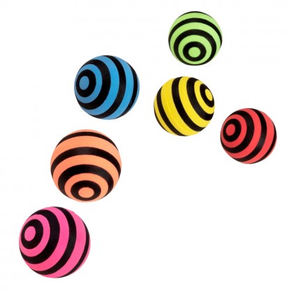 Set 6 stuiterballen Gestreept 6 kleuren (3 cm)