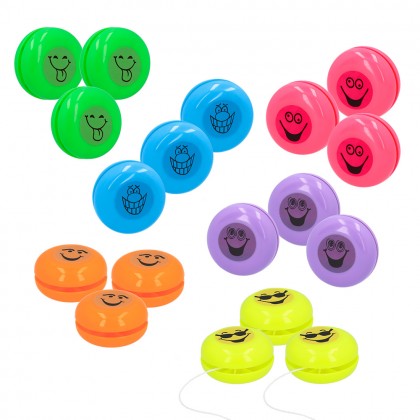 Set 18 lachende jojo's 6 kleuren (Ø 3.5 cm)