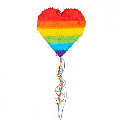 Trekpiñata Hart regenboog L (37 x 36 x 7,5 cm)