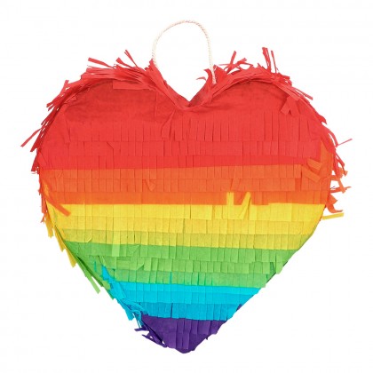 Piñata Hart regenboog XS (20 x 20 x 6.5 cm, in doosje)