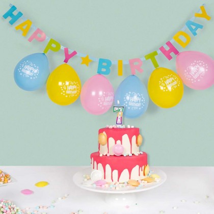 Kartonnen letterslinger 'Happy birthday' (1,5 m)