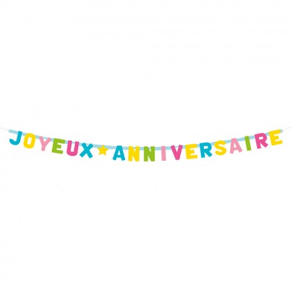 Kartonnen letterslinger 'Joyeux anniversaire' (2 m)