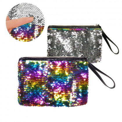 St. Handtasje Rainbow switch (14 x 20 cm, omkeerbare pailletten regenboog/zilver)