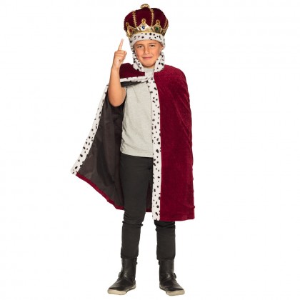Set Majesteit kind (hoed en koningsmantel 90 cm)