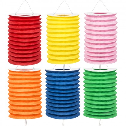 Set 12 papieren treklampionnen 6 kleuren (13 cm)