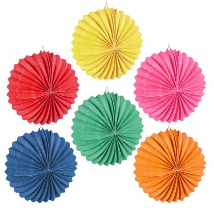 Set 12 papieren ballonlampionnen 6 kleuren (Ø 22 cm)