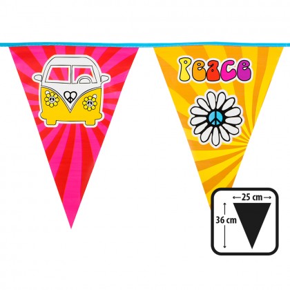 PE vlaggenlijn Hippie (36 x 25 cm)(6 m)