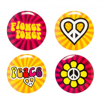 Set 4 buttons Hippie ass. (Ø 3 cm)