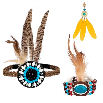 Set Hippie delight (hoofdband, oorbel en armband)