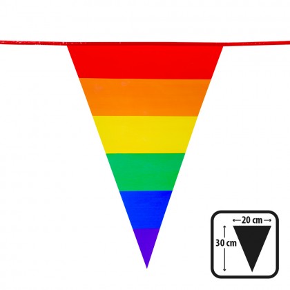 PE vlaggenlijn Regenboog (30 x 20 cm)(10 m)