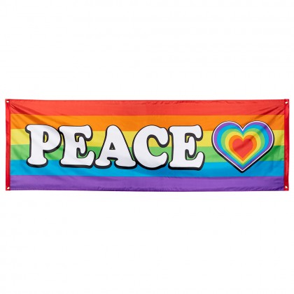 Polyester banner Regenboog 'Peace' (74 x 220 cm)