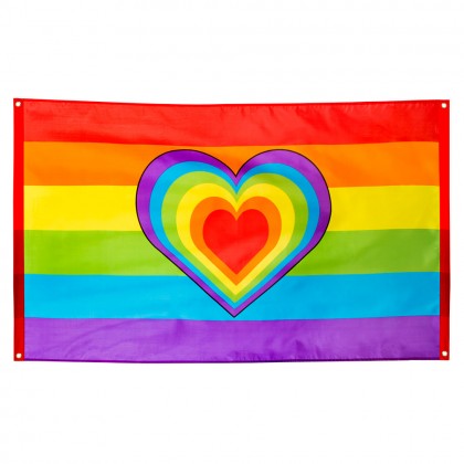 Polyester vlag Regenboog hart (90 x 150 cm)