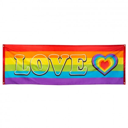 Polyester banner Regenboog 'Love' (74 x 220 cm)