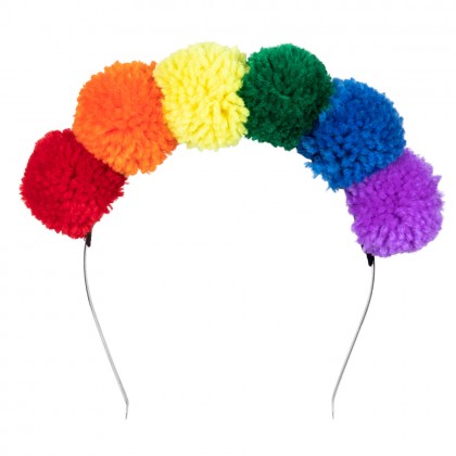 Diadeem Pompon regenboog