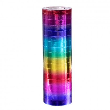 Set 2 rollen papieren serpentines regenboog metallic (4 m)