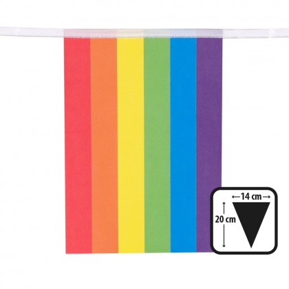 Papieren vlaggenlijn Regenboog (14 x 20 cm)(3 m)