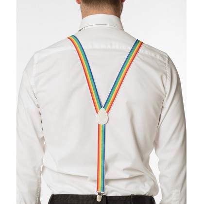 Set Classic regenboog (partybril, vlinderstrik en bretels)