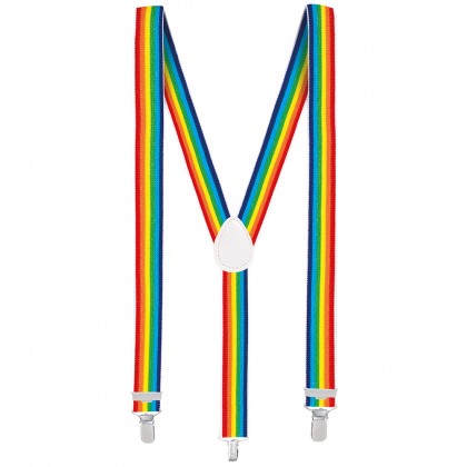 Set Classic regenboog (partybril, vlinderstrik en bretels)