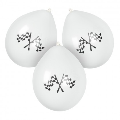 Set 6 Latex ballonnen Racing dubbelzijdig (25 cm)