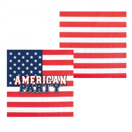 Set 20 papieren servetten USA (33 x 33 cm)