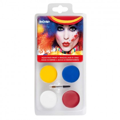 Palet schmink op waterbasis Clown (4 potjes en applicator)