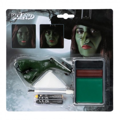 Schmink kit Heks (heksenneus, vetschmink, spons en applicator)