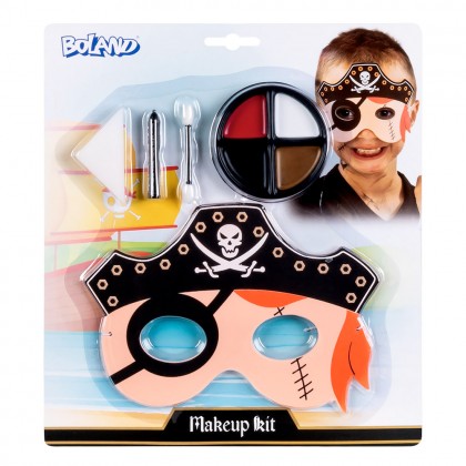 Schmink kit Piraat kind (vetschmink , schmink stick, oogmasker, spons, dubbele applicator)