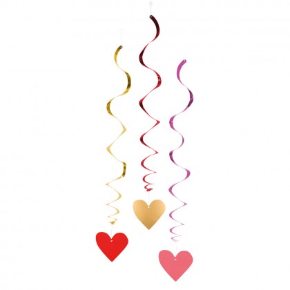 Set 3 decoratieswirls Love dubbelzijdig (85 cm)