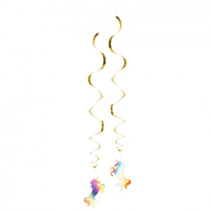 Set 2 decoratieswirls Eenhoorn dubbelzijdig (85 cm)