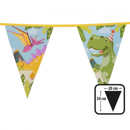 PE vlaggenlijn Dino party (30 x 20 cm, 6 m)