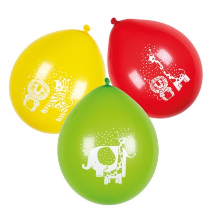 Set 6 latex ballonnen Safari 3 kleuren dubbelzijdig (Ø 25 cm)