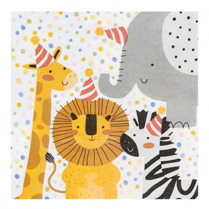 Set 20 papieren servetten Safari (33 x 33 cm)