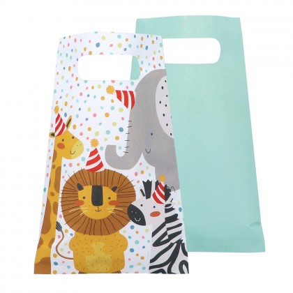 Set 10 papieren feestzakjes Safari (23 x 15 cm)