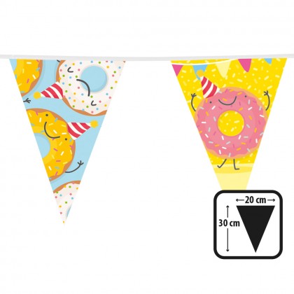 PE vlaggenlijn Donut (30 x 20 cm, 6 m)