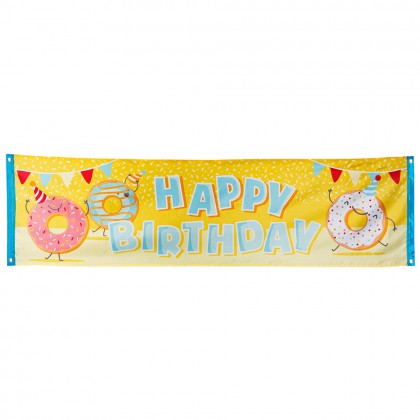 St. Polyester banner Donut 'Happy Birthday' (50 x 180 cm)