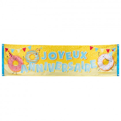 St. Polyester banner Donut 'Joyeux Anniversaire' (50 x 180 cm)