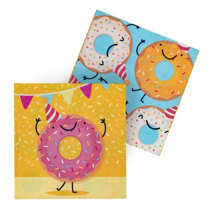 Set 20 papieren servetten Donut (33 x 33 cm)