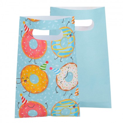 Set 10 papieren feestzakjes Donut (23 x 15 cm)