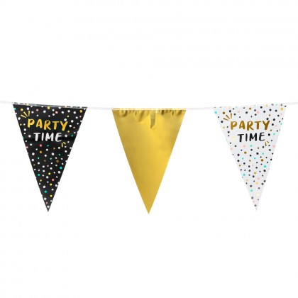 Folievlaggenlijn 'Party time'(30 x 20 cm, 6 m)