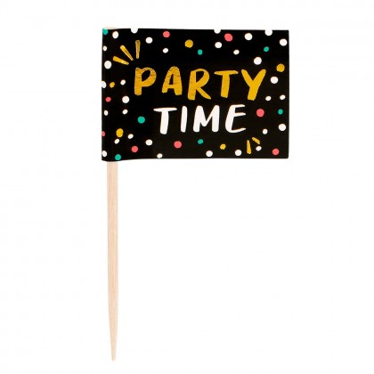 Set 24 vlaggenprikkers 'Party time' (7 cm)