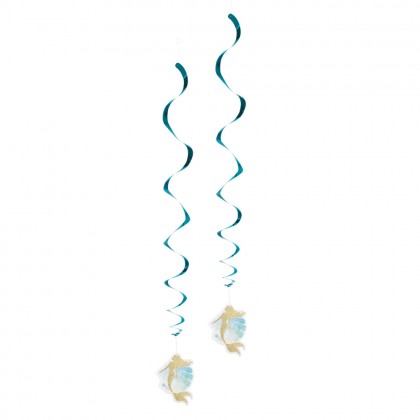 Set 2 decoratieswirls Zeemeermin dubbelzijdig (85 cm)
