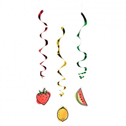 Set 3 Decoratieswirls Fruit dubbelzijdig (85 cm)