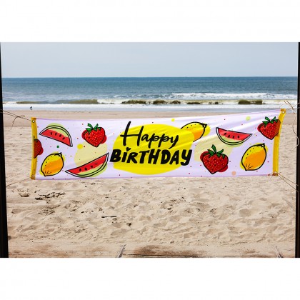 St. Polyester banner Fruit 'Happy Birthday' (50x180 cm)