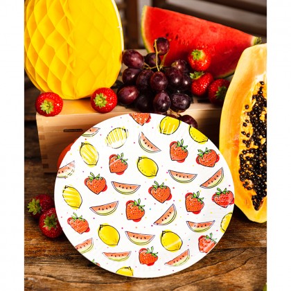 Set 8 papieren bordjes Fruit (23 cm)