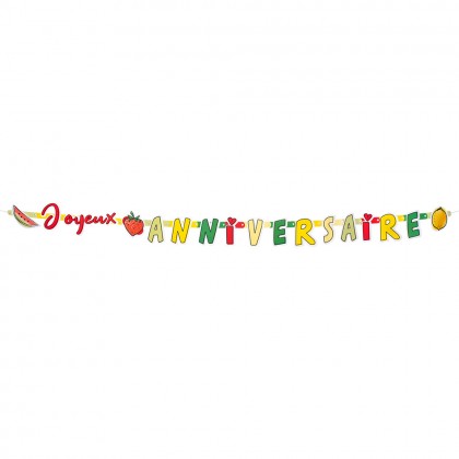St. Kartonnen letterslinger Fruit 'Joyeux Anniversaire' (300 cm)
