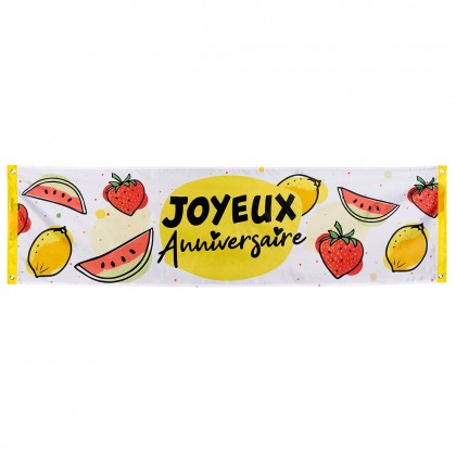 St. Polyester banner Fruit 'Joyeux Anniversaire' (50x180 cm)