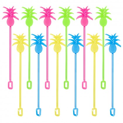 Set 12 roerstokjes Ananas 4 kleuren (23.5 cm)